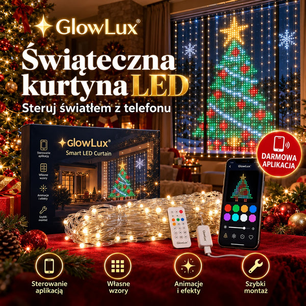 Kurtyna świetlna LED GlowLux – sterowana aplikacją